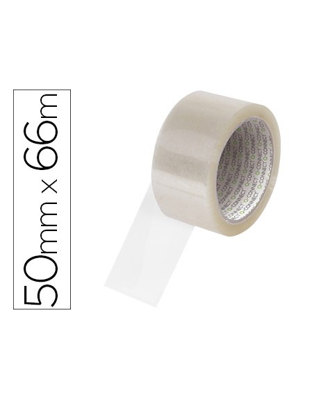 Cinta adhesiva q-connect polipropileno transparente 66 mt x 50 mm para embalaje