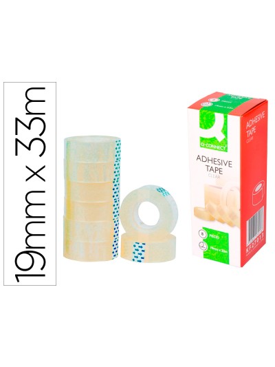 Cinta adhesiva q-connect transparente 33 mt x 19 mm