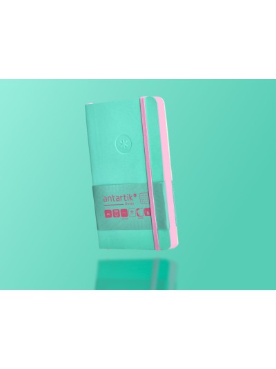Cuaderno con gomilla antartik notes tapa blanda a6 cuadricula rosa y turquesa 100 hojas 80 gr fsc