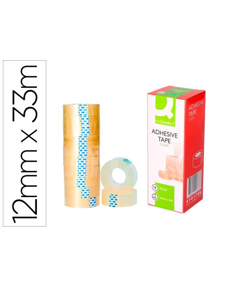 Cinta adhesiva q-connect transparente 33 mt x 12 mm