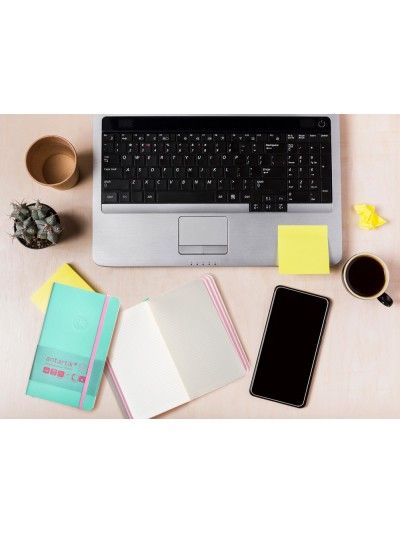 Cuaderno con gomilla antartik notes tapa blanda a6 cuadricula rosa y turquesa 100 hojas 80 gr fsc