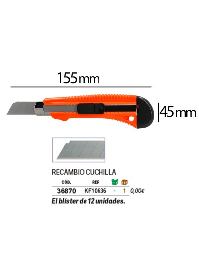Cuter q-connect plastico ancho retractil cuchilla 18 mm xd-38 blister 1 unidad