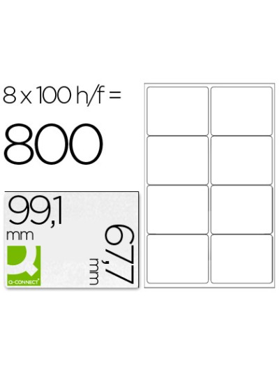 Etiqueta adhesiva q-connect kf01588 tamaño 99,1x67,7 mm fotocopiadora laser ink-jet caja con 100 hojas din a4