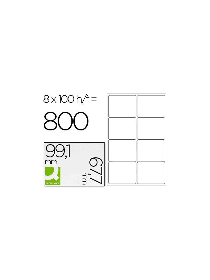 Etiqueta adhesiva q-connect kf01588 tamaño 99,1x67,7 mm fotocopiadora laser ink-jet caja con 100 hojas din a4