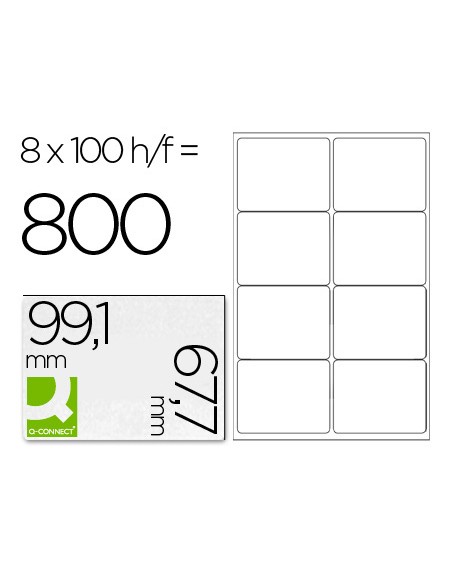 Etiqueta adhesiva q-connect kf01588 tamaño 99,1x67,7 mm fotocopiadora laser ink-jet caja con 100 hojas din a4