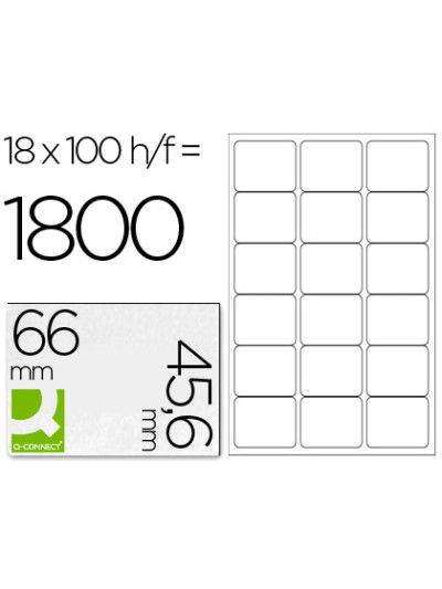 Etiqueta adhesiva q-connect kf01583 tamaño 66x46,6 mm fotocopiadora laser ink-jet caja con 100 hojas din a4