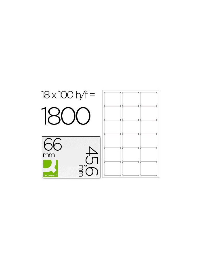 Etiqueta adhesiva q-connect kf01583 tamaño 66x46,6 mm fotocopiadora laser ink-jet caja con 100 hojas din a4 Etiqueta adhesiva q-connect kf01583 tamaño 66x46,6 mm fotocopiadora laser ink-jet caja con 100 hojas din a4