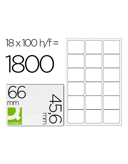 Etiqueta adhesiva q-connect kf01583 tamaño 66x46,6 mm fotocopiadora laser ink-jet caja con 100 hojas din a4