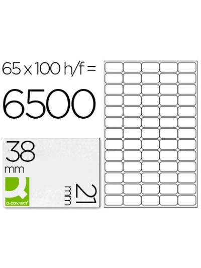 Etiqueta adhesiva q-connect kf01581 tamaño 38,1x21,2mm fotocopiadora laser ink-jet caja con 100 hojas din a4