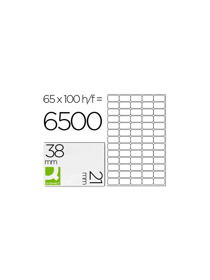 Etiqueta adhesiva q-connect kf01581 tamaño 38,1x21,2mm fotocopiadora laser ink-jet caja con 100 hojas din a4 Etiqueta adhesiva q-connect kf01581 tamaño 38,1x21,2mm fotocopiadora laser ink-jet caja con 100 hojas din a4