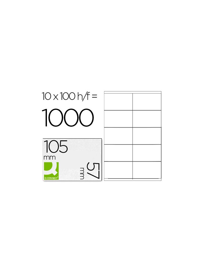 Etiqueta adhesiva q-connect kf10658 tamaño 105x57 mm fotocopiadora laser ink-jet caja con 100 hojas din a4 Etiqueta adhesiva q-connect kf10658 tamaño 105x57 mm fotocopiadora laser ink-jet caja con 100 hojas din a4