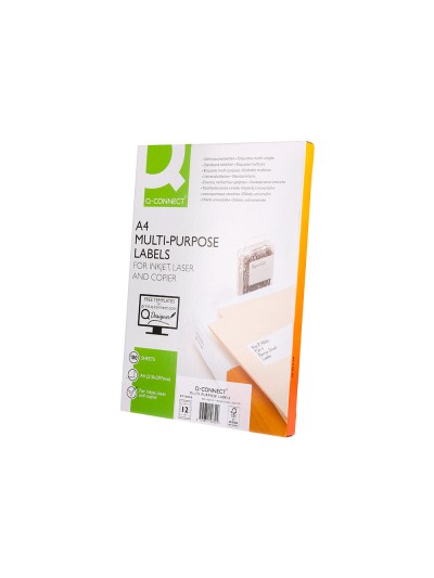 Etiqueta adhesiva q-connect kf10652 tamaño 96,5x42,3 mm fotocopiadora laser ink-jet caja con 100 hojas din a4