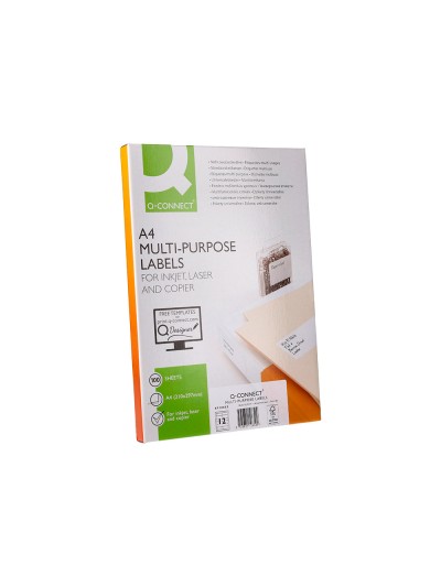 Etiqueta adhesiva q-connect kf10652 tamaño 96,5x42,3 mm fotocopiadora laser ink-jet caja con 100 hojas din a4