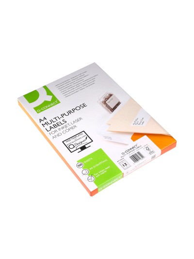 Etiqueta adhesiva q-connect kf10652 tamaño 96,5x42,3 mm fotocopiadora laser ink-jet caja con 100 hojas din a4