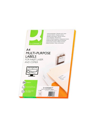 Etiqueta adhesiva q-connect kf10651 tamaño 96,5x33,9 mm fotocopiadora laser ink-jet caja con 100 hojas din a4