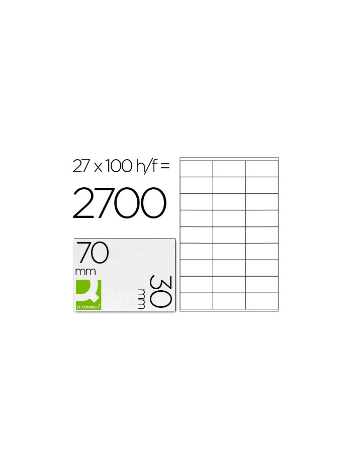 Etiqueta adhesiva q-connect kf10642 tamaño 70x30 mm fotocopiadora laser ink-jet caja con 100 hojas din a4 Etiqueta adhesiva q-connect kf10642 tamaño 70x30 mm fotocopiadora laser ink-jet caja con 100 hojas din a4