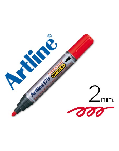 Rotulador artline marcador permanente 170 rojo punta redonda 2 mm antisecado