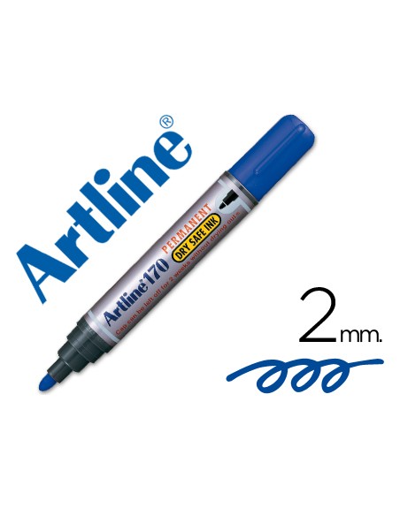 Rotulador artline marcador permanente 170 azul punta redonda 2mm antisecado