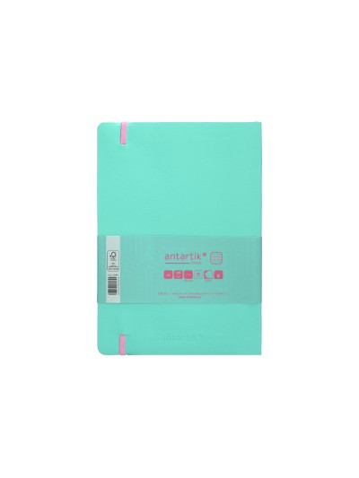 Cuaderno con gomilla antartik notes tapa blanda a5 hojas cuadricula rosa y turquesa 80 hojas 80 gr fsc