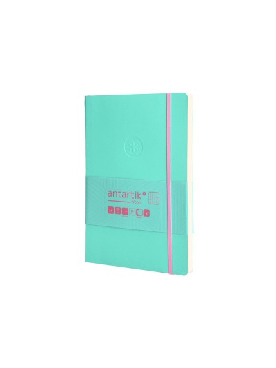 Cuaderno con gomilla antartik notes tapa blanda a5 hojas cuadricula rosa y turquesa 80 hojas 80 gr fsc