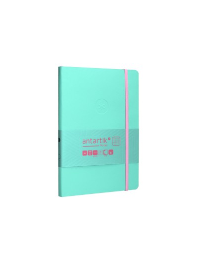 Cuaderno con gomilla antartik notes tapa blanda a5 hojas cuadricula rosa y turquesa 80 hojas 80 gr fsc