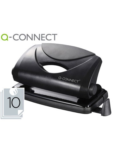 Taladrador q-connect kf01233 negro abertura 1 mm capacidad 10 hojas