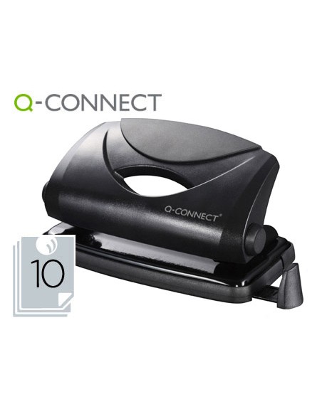 Taladrador q-connect kf01233 negro abertura 1 mm capacidad 10 hojas