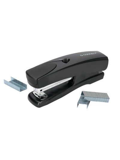 Grapadora q-connect kf01056 plastico abs negra capacidad 20 hojas
