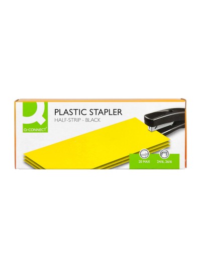 Grapadora q-connect kf01056 plastico abs negra capacidad 20 hojas