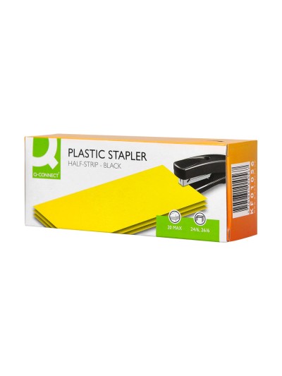 Grapadora q-connect kf01056 plastico abs negra capacidad 20 hojas