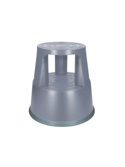 Taburete q-connect ruedas retractiles tres ruedas dos niveles color gris