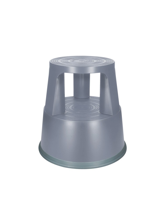Taburete q-connect ruedas retractiles tres ruedas dos niveles color gris