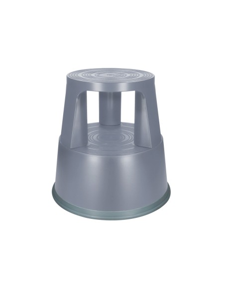 Taburete q-connect ruedas retractiles tres ruedas dos niveles color gris
