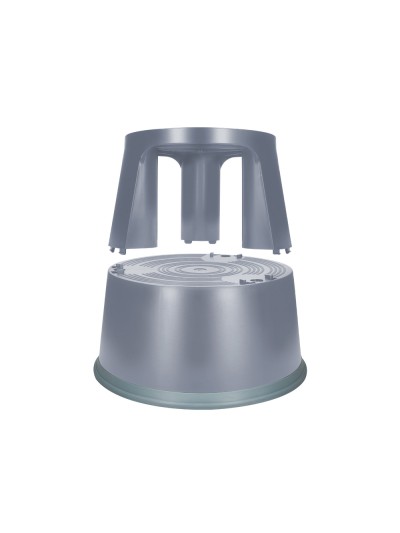 Taburete q-connect ruedas retractiles tres ruedas dos niveles color gris