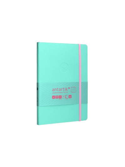 Cuaderno con gomilla antartik notes tapa blanda a5 hojas rayas rosa y turquesa 80 hojas 80 gr fsc