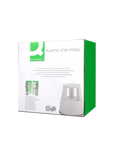 Taburete q-connect ruedas retractiles tres ruedas dos niveles color gris