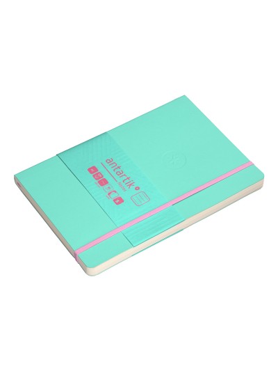 Cuaderno con gomilla antartik notes tapa blanda a5 hojas rayas rosa y turquesa 80 hojas 80 gr fsc