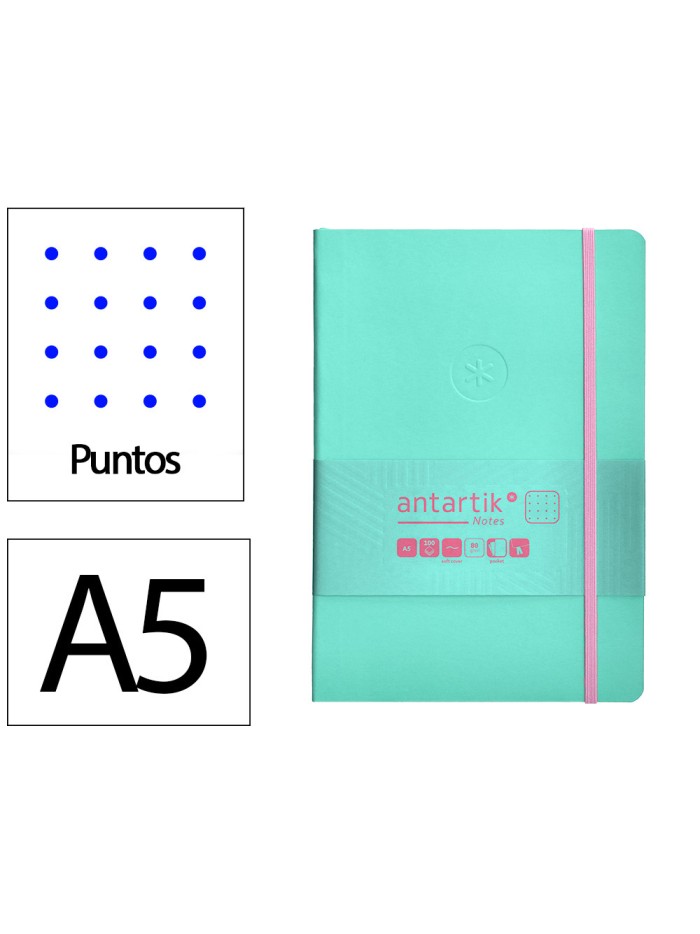 Cuaderno con gomilla antartik notes tapa blanda a5 hojas puntos rosa y turquesa 80 hojas 80 gr fsc Cuaderno con gomilla antartik notes tapa blanda a5 hojas puntos rosa y turquesa 80 hojas 80 gr fsc