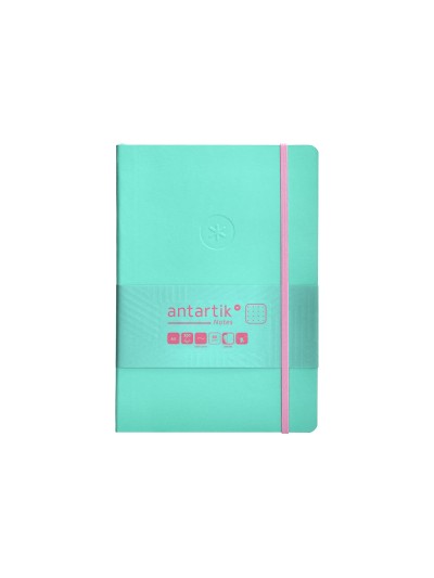 Cuaderno con gomilla antartik notes tapa blanda a5 hojas puntos rosa y turquesa 80 hojas 80 gr fsc