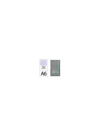 Cuaderno con gomilla antartik notes tapa blanda a6 cuadricula gris y turquesa 100 hojas 80 gr fsc