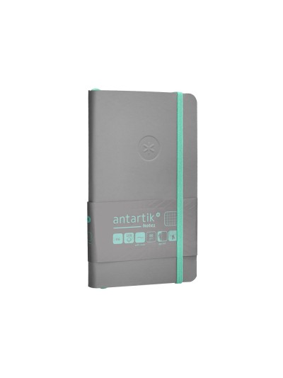 Cuaderno con gomilla antartik notes tapa blanda a6 cuadricula gris y turquesa 100 hojas 80 gr fsc