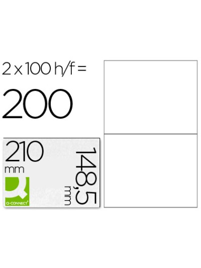 Etiqueta adhesiva q-connect kf10662 tamaño 210x148,5 mm fotocopiadora laser ink-jet caja con 100 hojas din a4