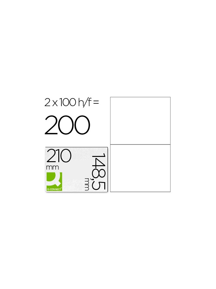 Etiqueta adhesiva q-connect kf10662 tamaño 210x148,5 mm fotocopiadora laser ink-jet caja con 100 hojas din a4