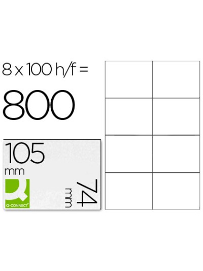 Etiqueta adhesiva q-connect kf10659 tamaño 105x74 mm fotocopiadora laser ink-jet caja con 100 hojas din a4