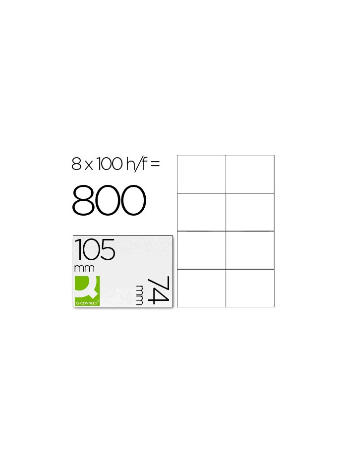 Etiqueta adhesiva q-connect kf10659 tamaño 105x74 mm fotocopiadora laser ink-jet caja con 100 hojas din a4
