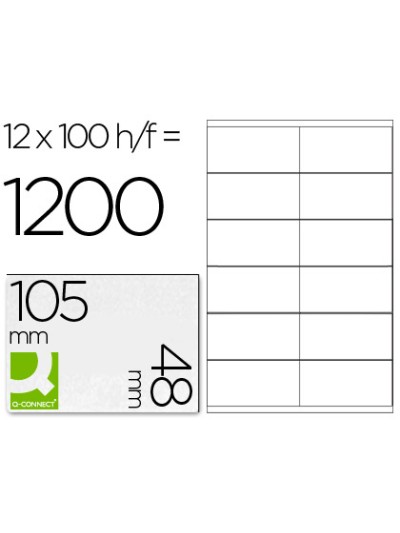 Etiqueta adhesiva q-connect kf10657 tamaño 105x48 mm fotocopiadora laser ink-jet caja con 100 hojas din a4