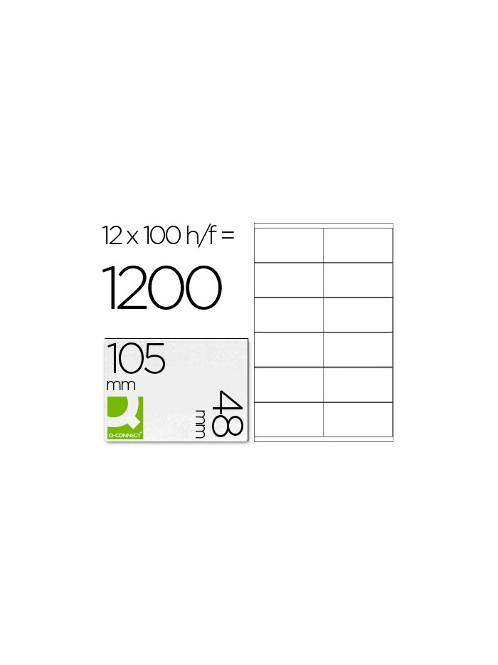 Etiqueta adhesiva q-connect kf10657 tamaño 105x48 mm fotocopiadora laser ink-jet caja con 100 hojas din a4 Etiqueta adhesiva q-connect kf10657 tamaño 105x48 mm fotocopiadora laser ink-jet caja con 100 hojas din a4