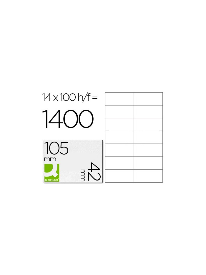 Etiqueta adhesiva q-connect kf10655 tamaño 105x42 mm fotocopiadora laser ink-jet caja con 100 hojas din a4