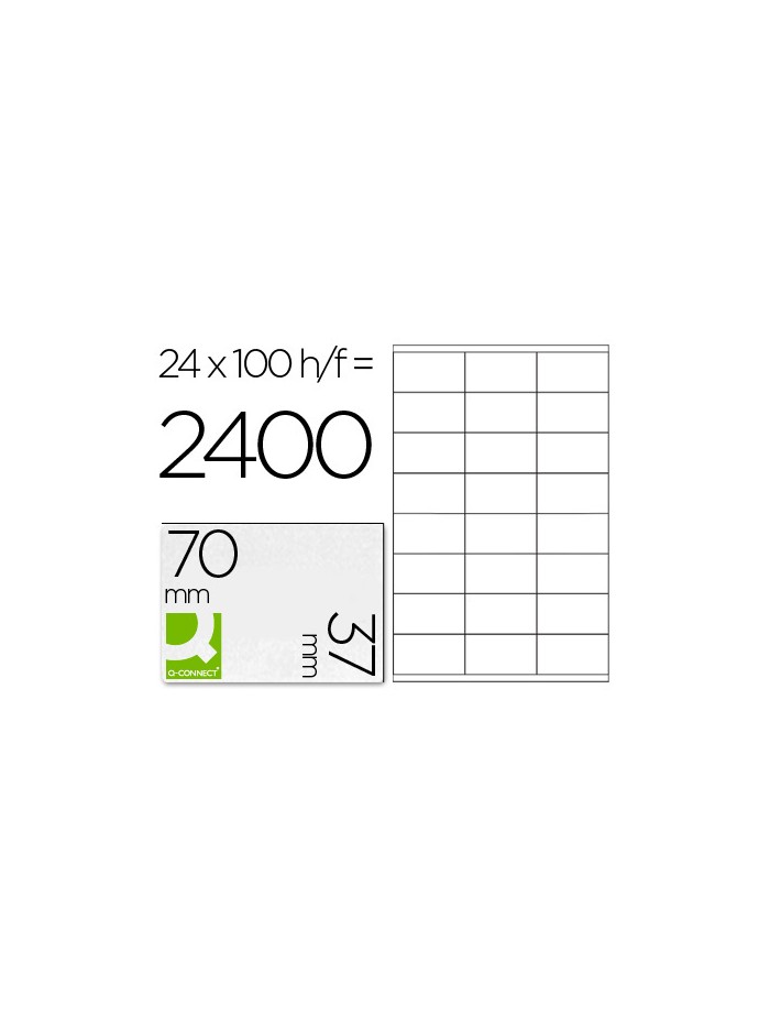Etiqueta adhesiva q-connect kf10647 tamaño 70x37 mm fotocopiadora laser ink-jet caja con 100 hojas din a4