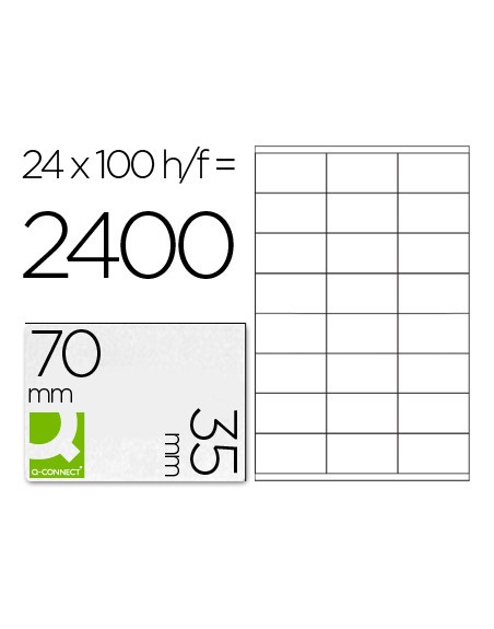 Etiqueta adhesiva q-connect kf10645 -tamaño 70x35 mm fotocopiadora laser ink-jet caja con 100 hojas din a4